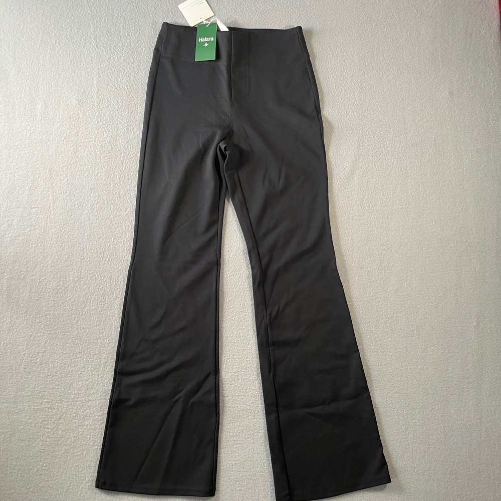 NWT Halara High Waisted Flare Leg Yoga Pants Black Athleisure Trousers Small